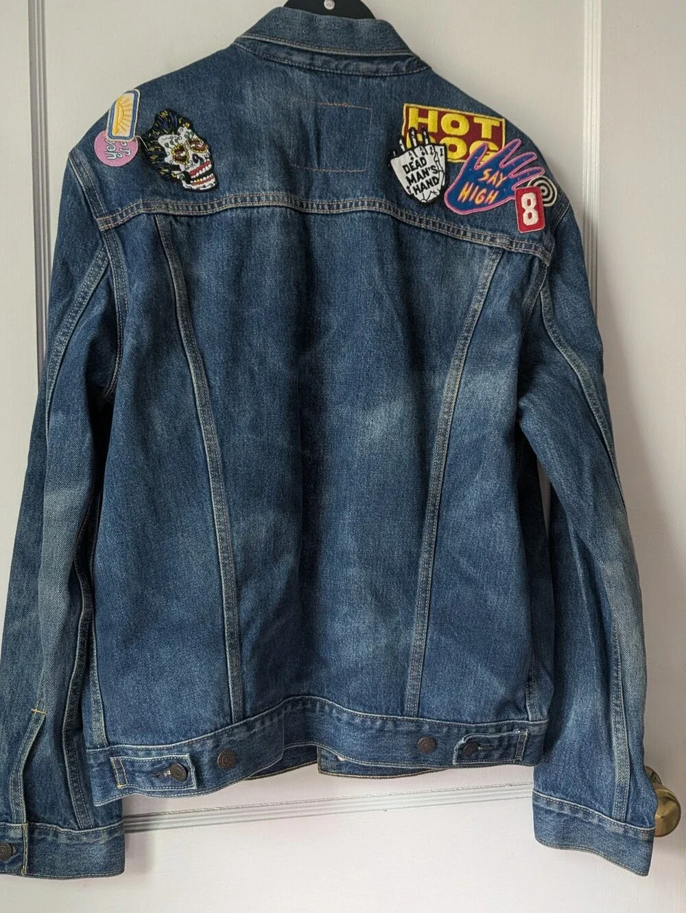 Levis Limited Edition Patched Denim Trucker Jacket Mens Size Large